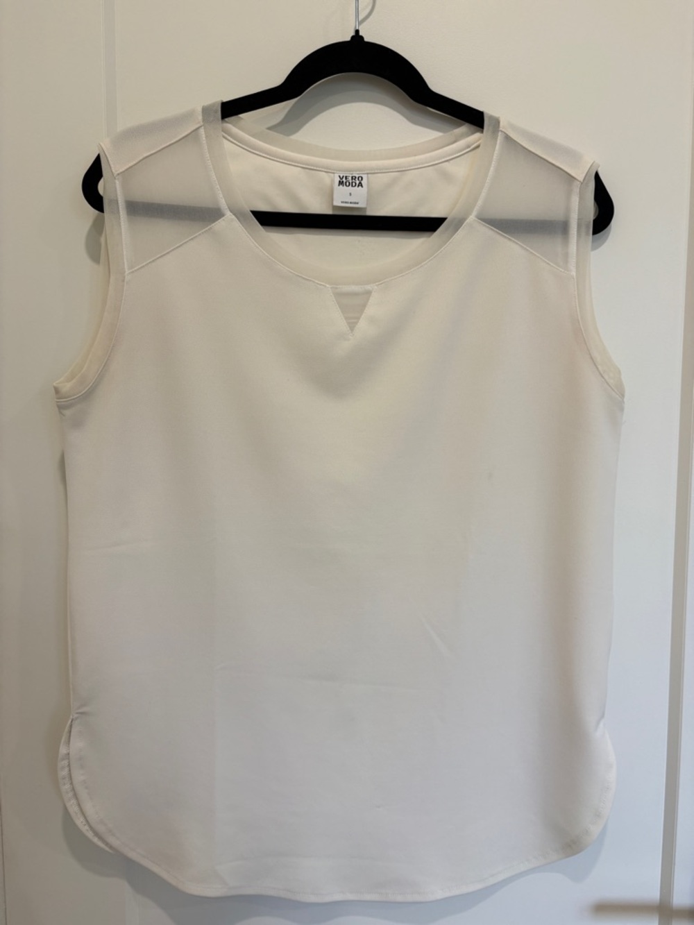Vero Moda Cream Sleeveless Camisole with Sheer Shoulder Panels